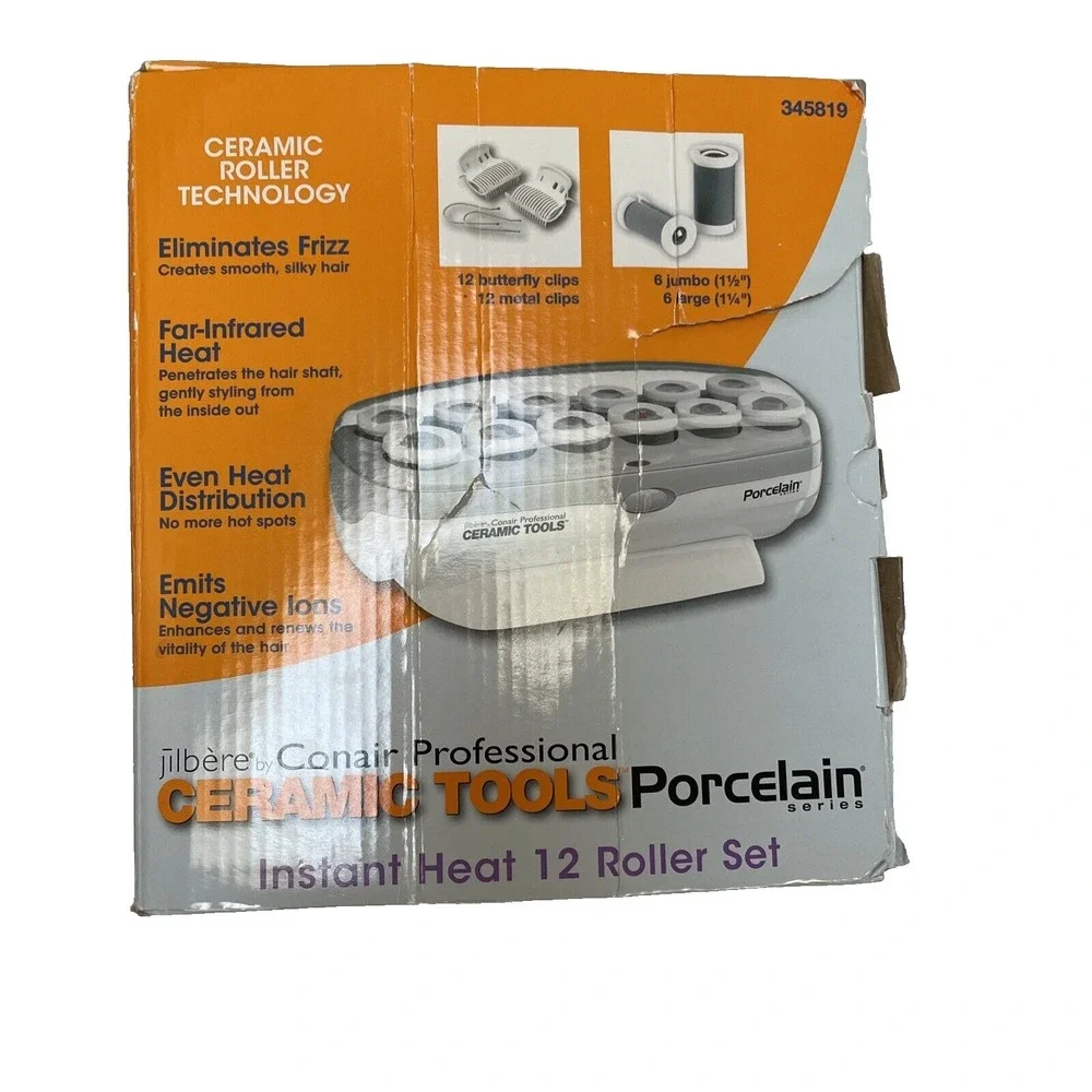 Jilbère by Conair‎ Prof Ceramic Tools Porcelain 12 Hot Roller Set-Open Box